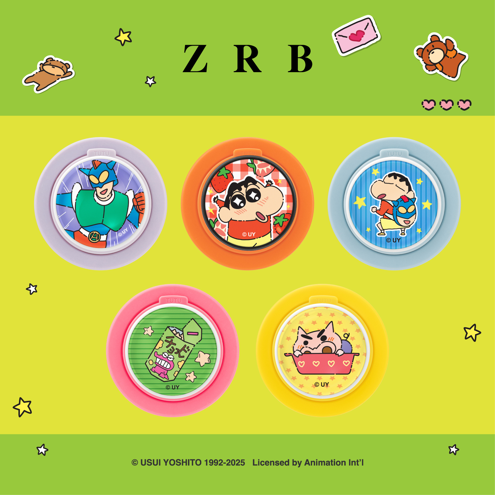 zrb【张醒醒专属】蜡笔小新卡通无棱圆盘磁吸手机支架