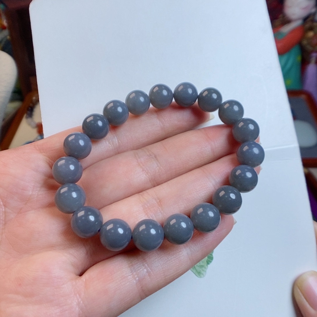 和田玉手链未镶嵌10香芋紫