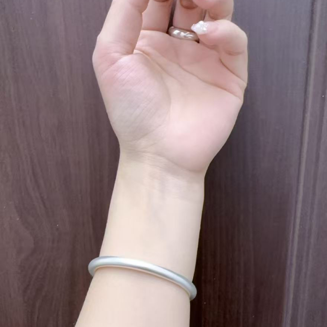 足银手镯 足银999 素圈闭口古法面手镯