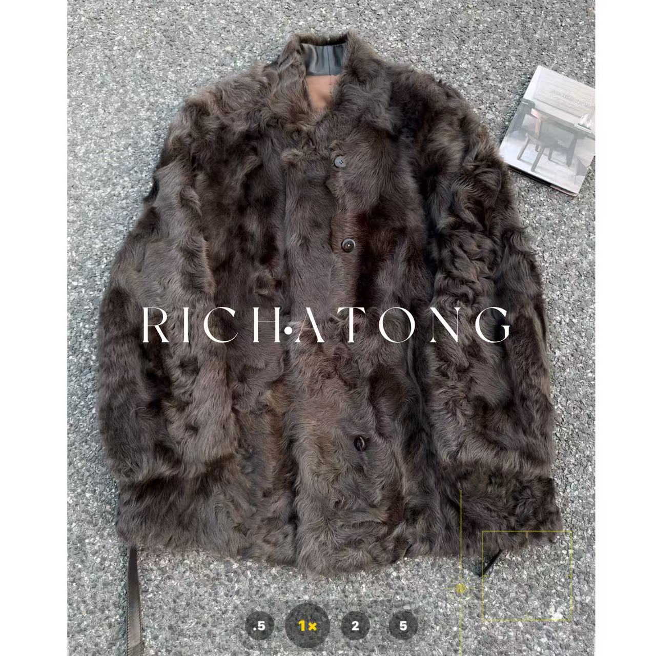 RICH ATONG.-【茶棕湖羊】-收藏级小湖羊皮毛一体羊皮毛外套1216