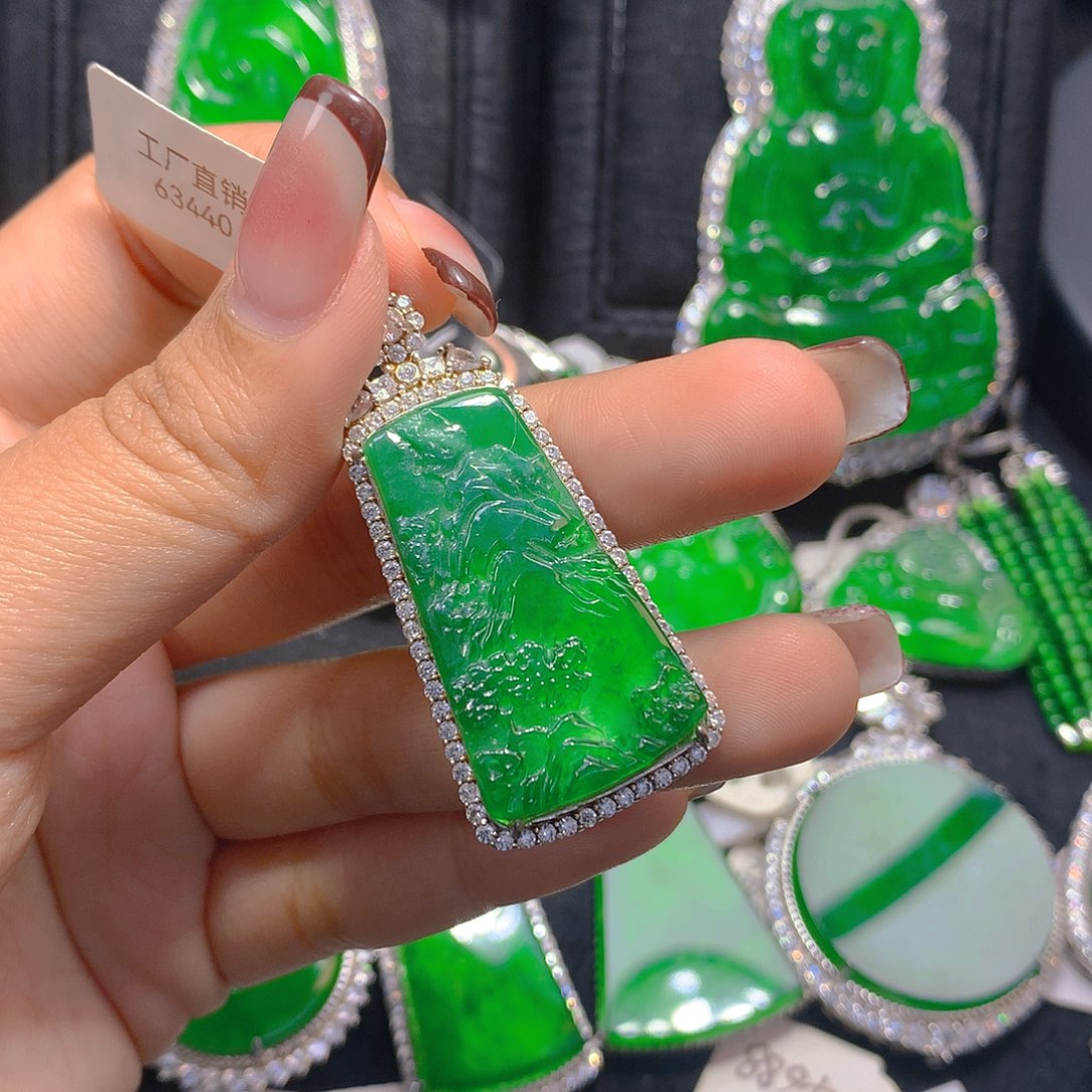 翡翠银S925镶嵌吊坠(不含链)8888888888