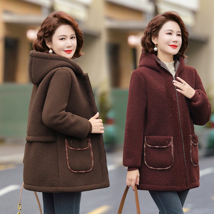 【加绒又加棉】加厚大棉袄连帽保暖棉服上衣中老年女装时尚棉衣