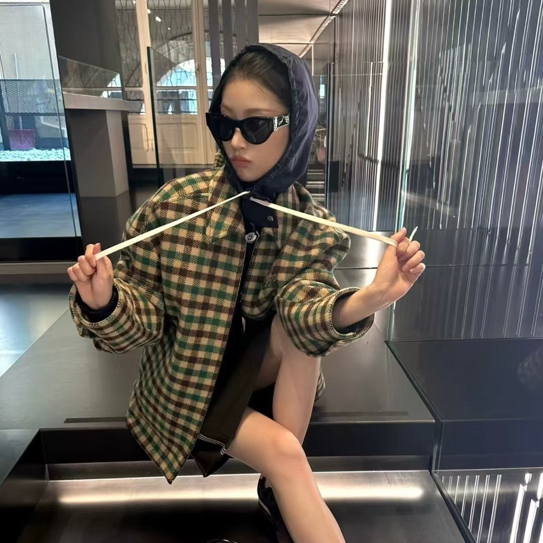 ZLb-—设计款缪家软绵羊毛格子外套