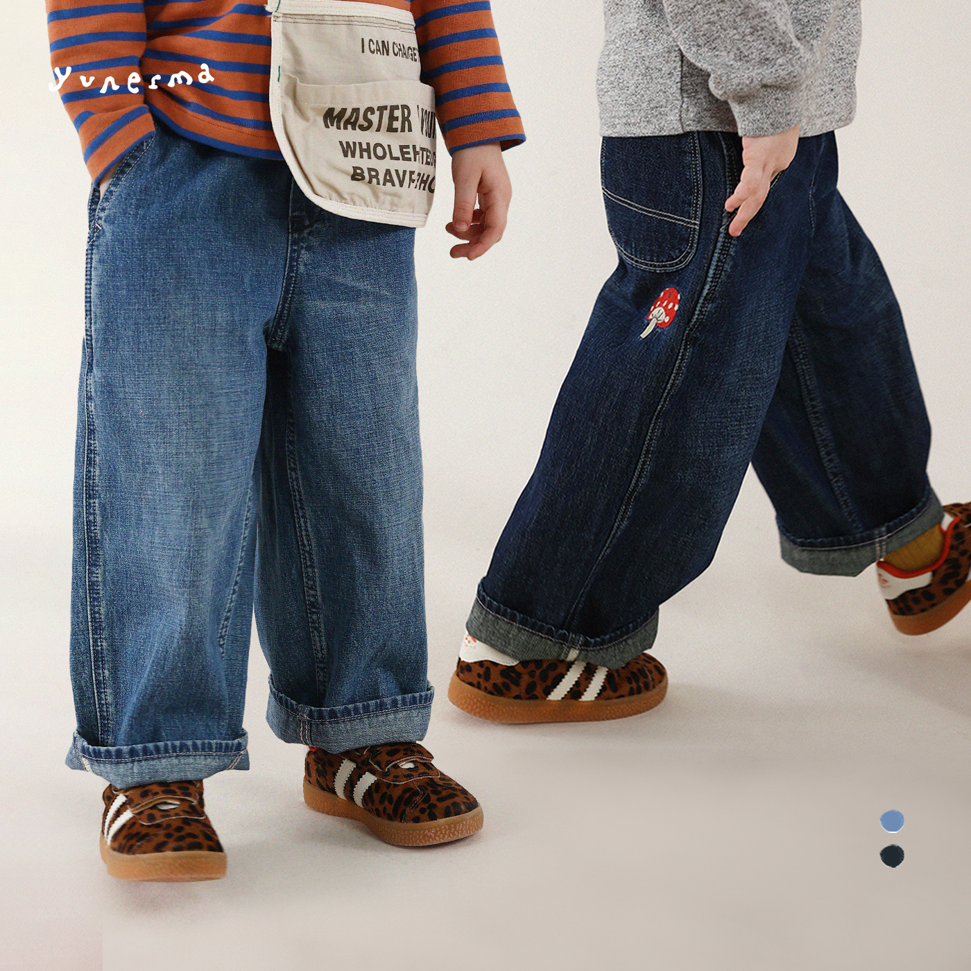 允儿妈女童秋季新款百搭简约刺绣牛仔裤宝宝洋气直筒裤儿童休闲裤