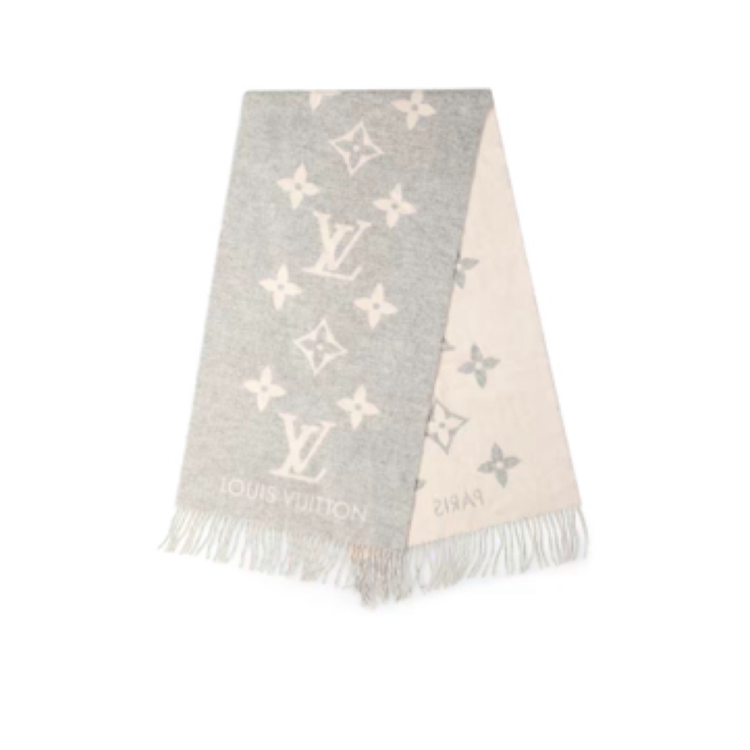 99新 LouisVuitton/路易威登 羊绒 绒线围巾灰色/191*46/A01777