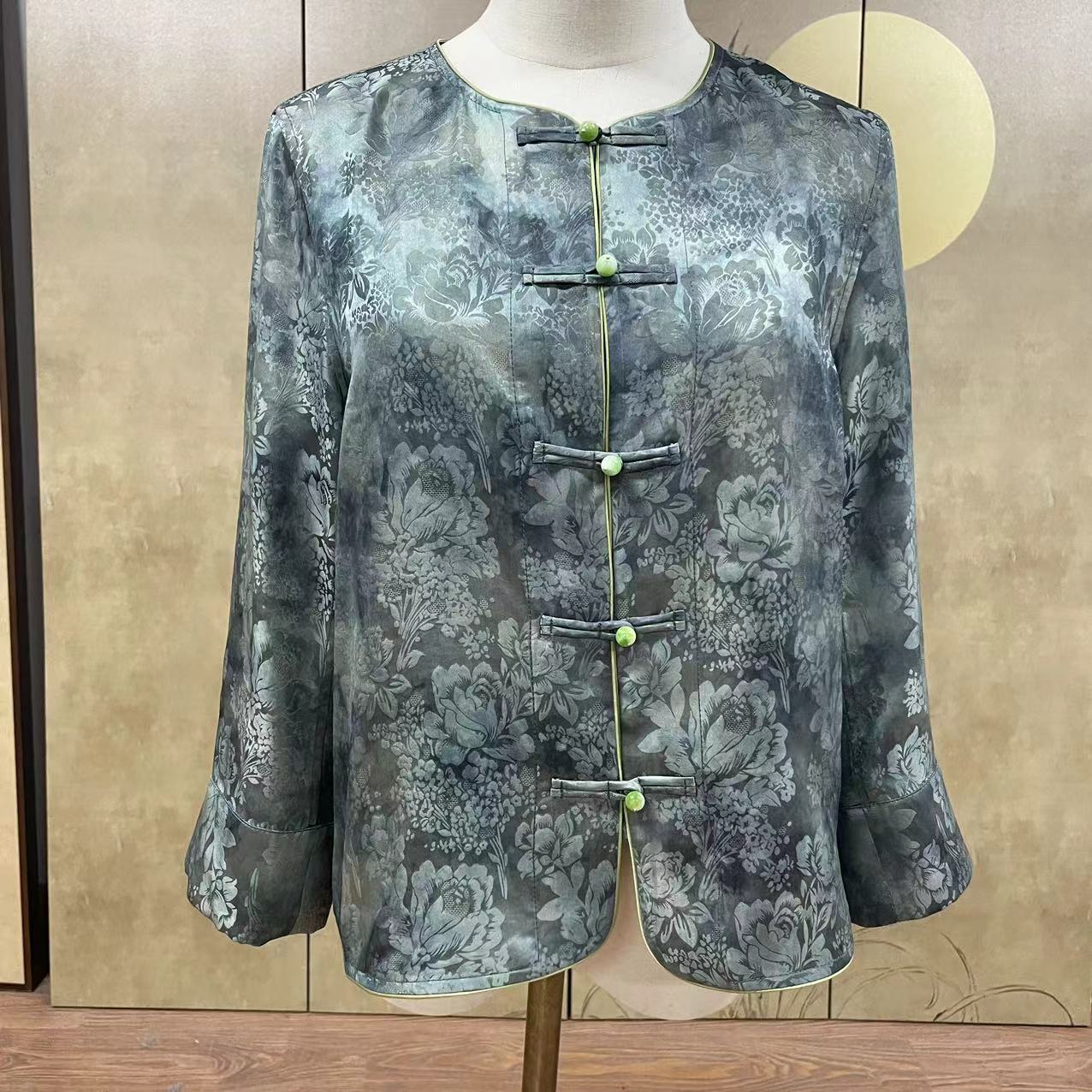 锦丝院[玫瑰]新中式时尚长袖百搭国风复古双面休闲外套661932