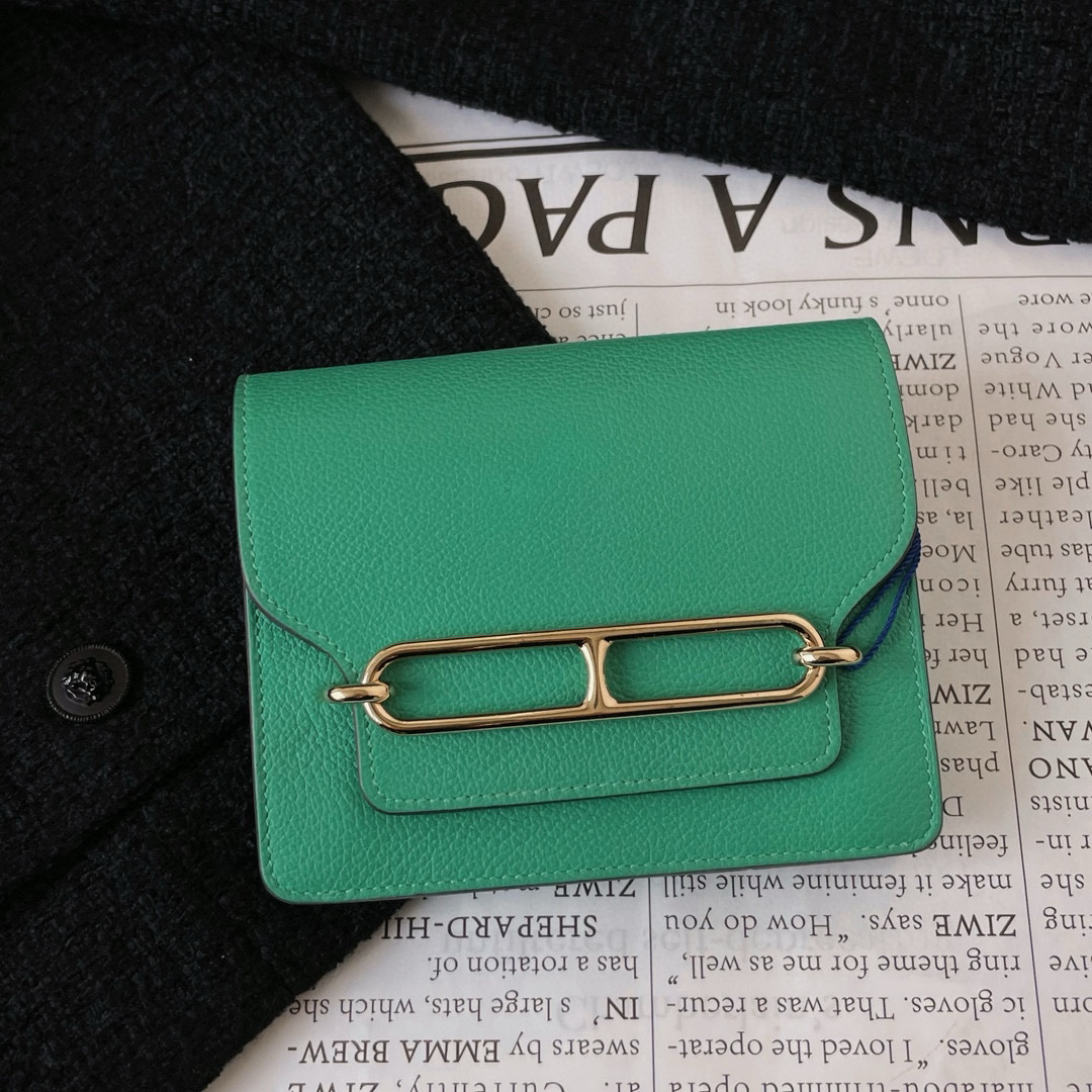 99新 Hermes/爱马仕 绿色金扣ec皮slim猪鼻子z刻 JM13-0009