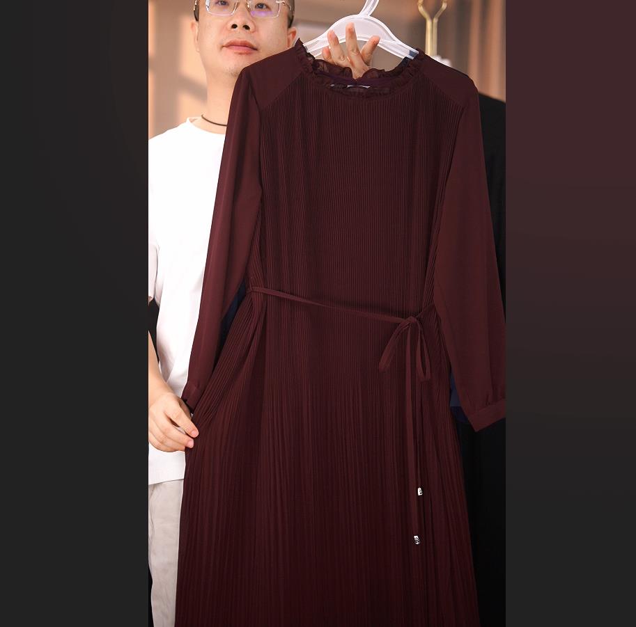 C65侧长袖XW1宽松连衣裙女装连衣裙显瘦长款