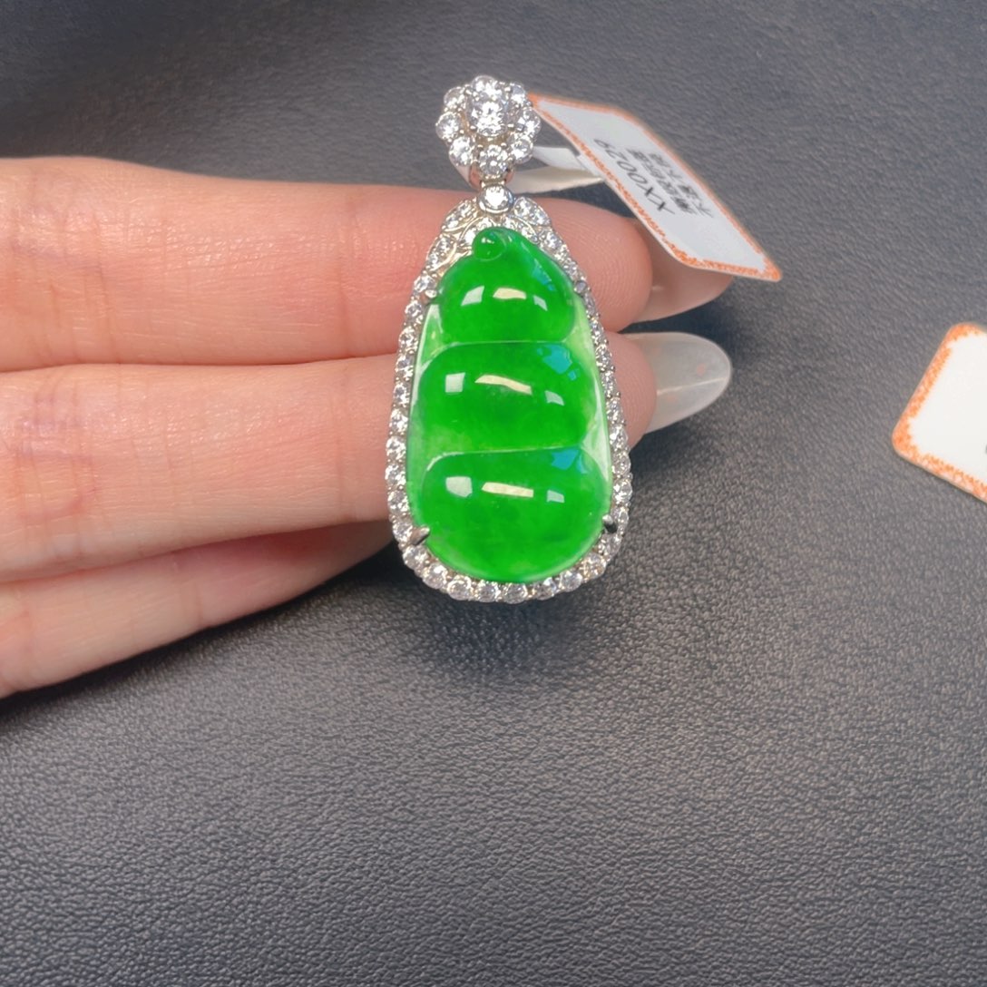 翡翠银S925镶嵌吊坠(不含链)