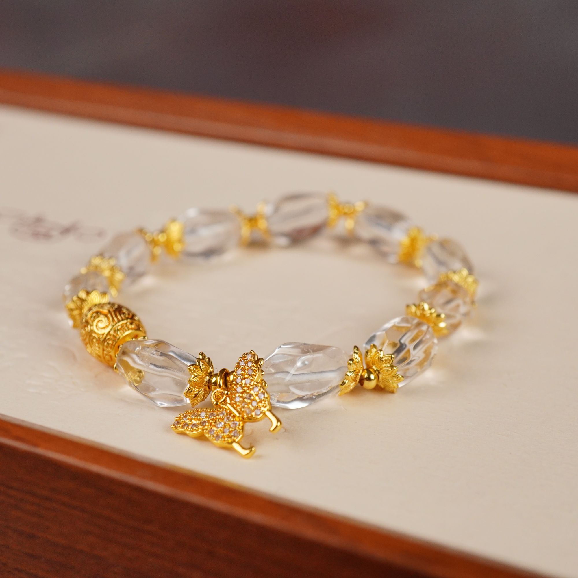 山竹晶天然水晶白水晶随型原创设计8mm富贵气质大气精美手串s60