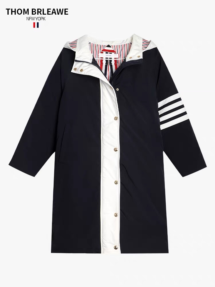 TB【官方正品】汤姆布郎THOM BRLEAWE中长款2025冬季四杠连帽羽绒服