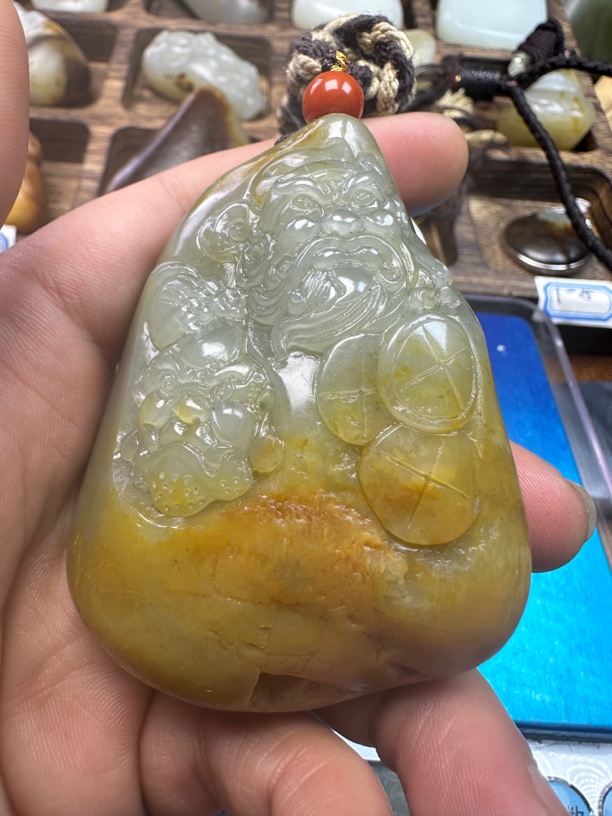 和田玉真皮真籽黄沁钟馗180克