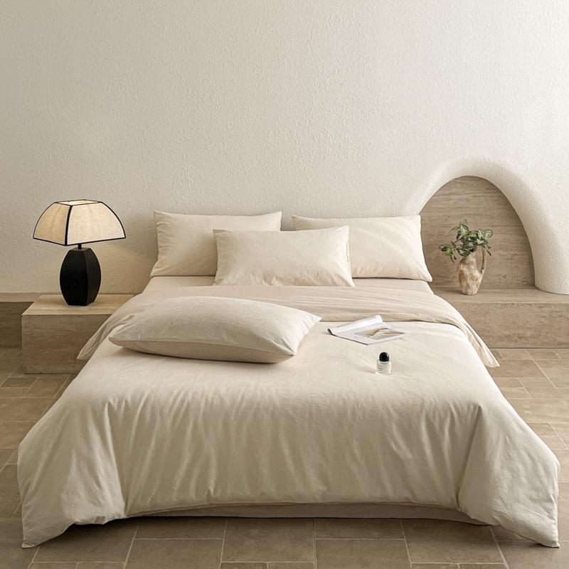 2025新款A类纯色三层水洗提花四件套轻奢高级感亲肤柔软床上用品