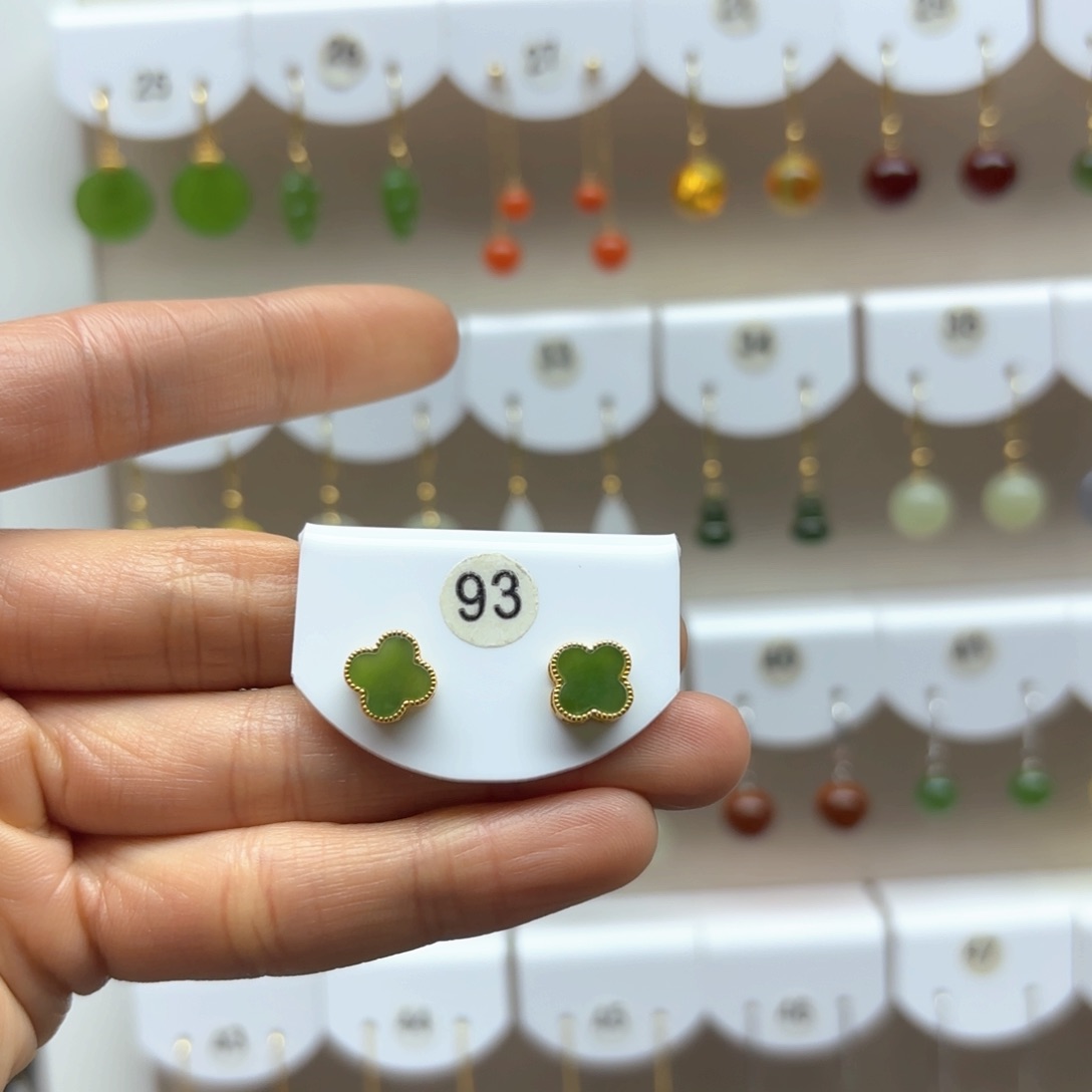 和田玉耳饰银S925镶嵌2