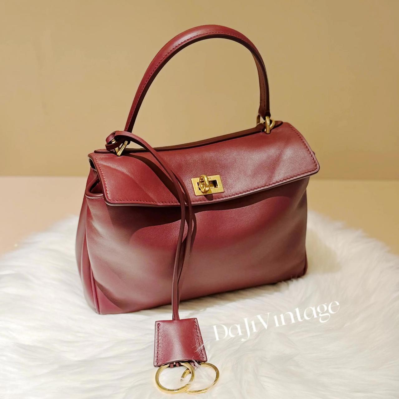 大吉中古/巴黎世家酒红色mini rodeo斜挎包