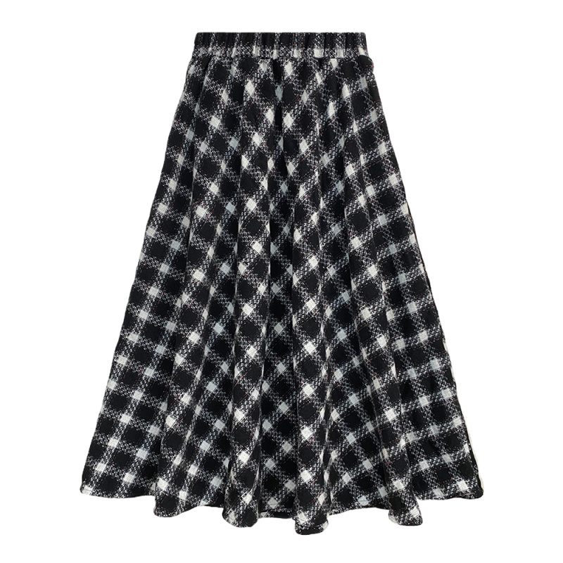 【GG专属】毛呢格子半身裙女秋季2025高腰显瘦a字中长款D8042