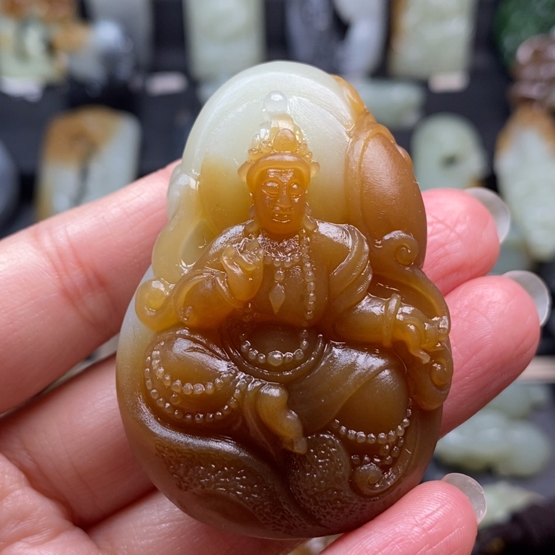 和田玉挂件未镶嵌心**水