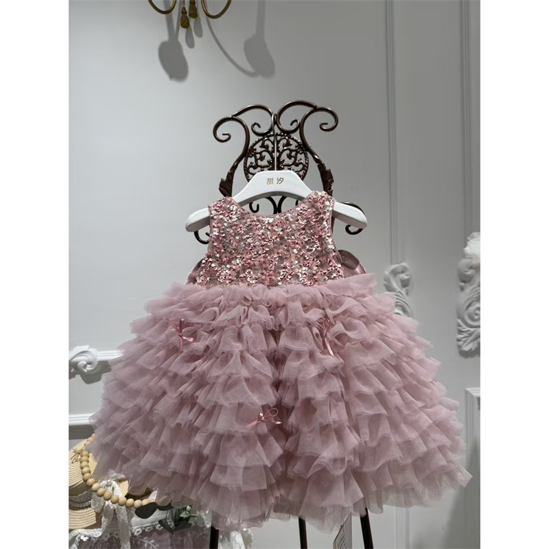 【泡芙女鹅】甜汐·25冬~女童亮片大蝴蝶结纱纱公主裙86555（童装汉服