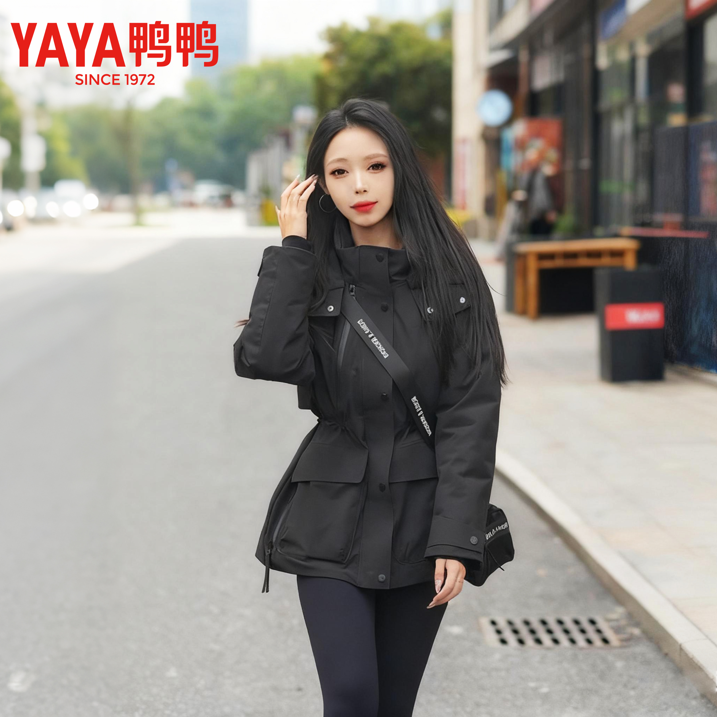 YAYA/鸭鸭【鞠婧祎同款】新国标90绒25年羽绒服防风收腰防泼水显瘦
