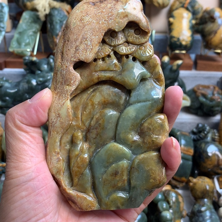 岫岩河磨玉（透闪石质玉）手把件未镶嵌