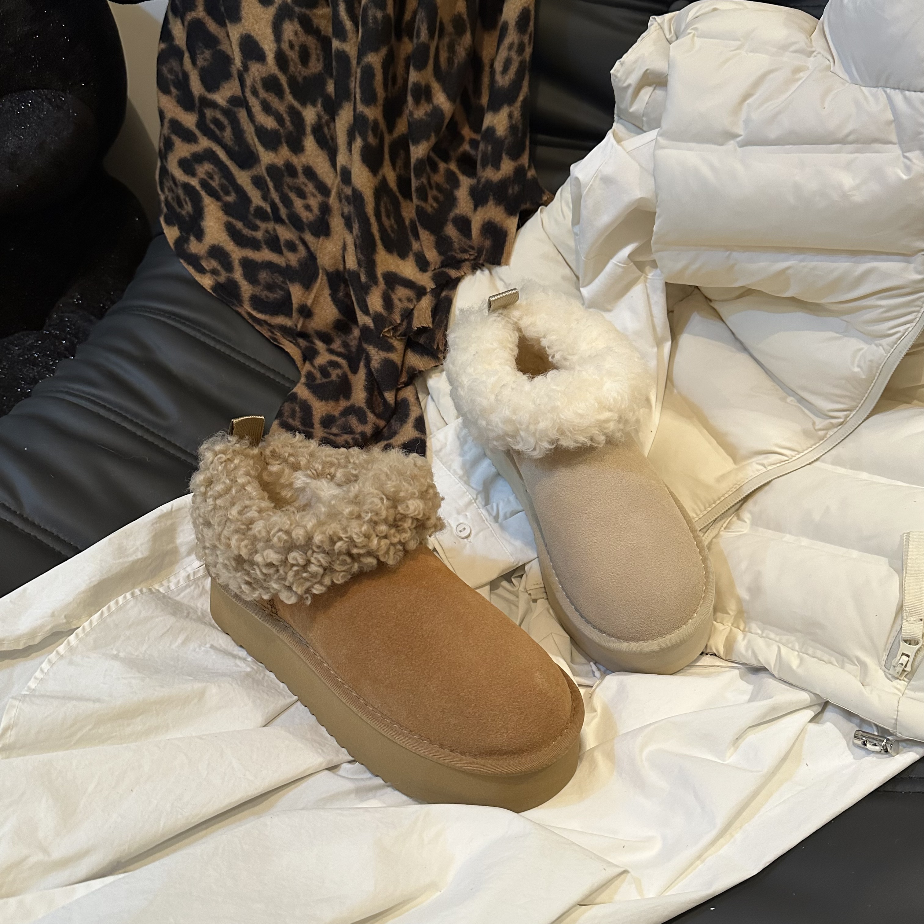 【工厂直发】厚底“塔茨勒”泰迪卷托斯卡纳真皮真毛雪地靴