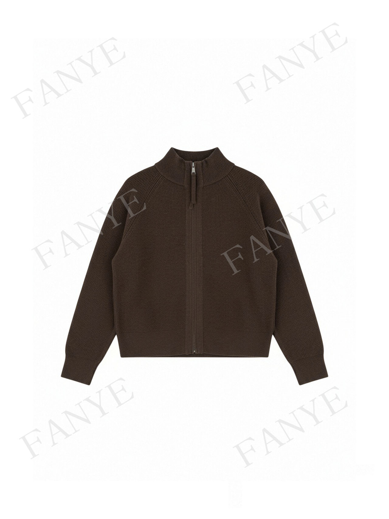 FANYE 2025冬季新款极简老钱风拉链双色打底针织开衫