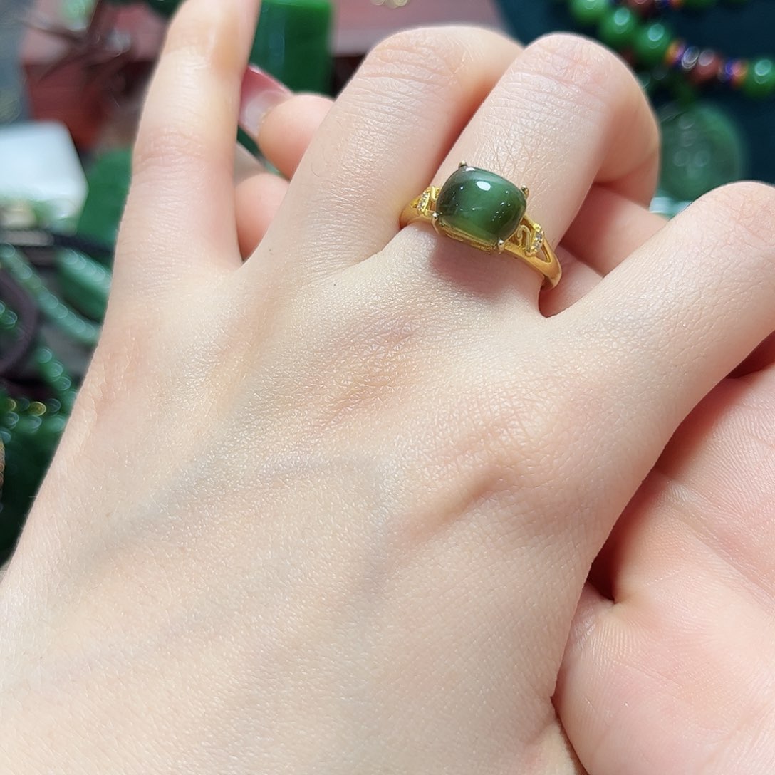 和田玉戒指银S925镶嵌