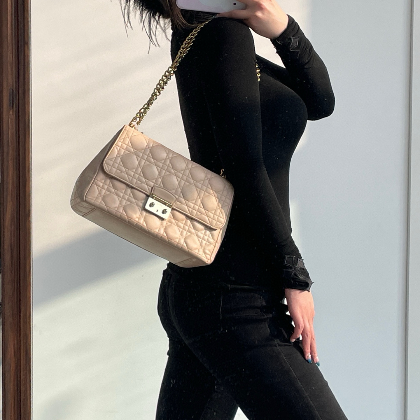 95新 DIOR/迪奥 dior裸粉色miss系列单肩包 