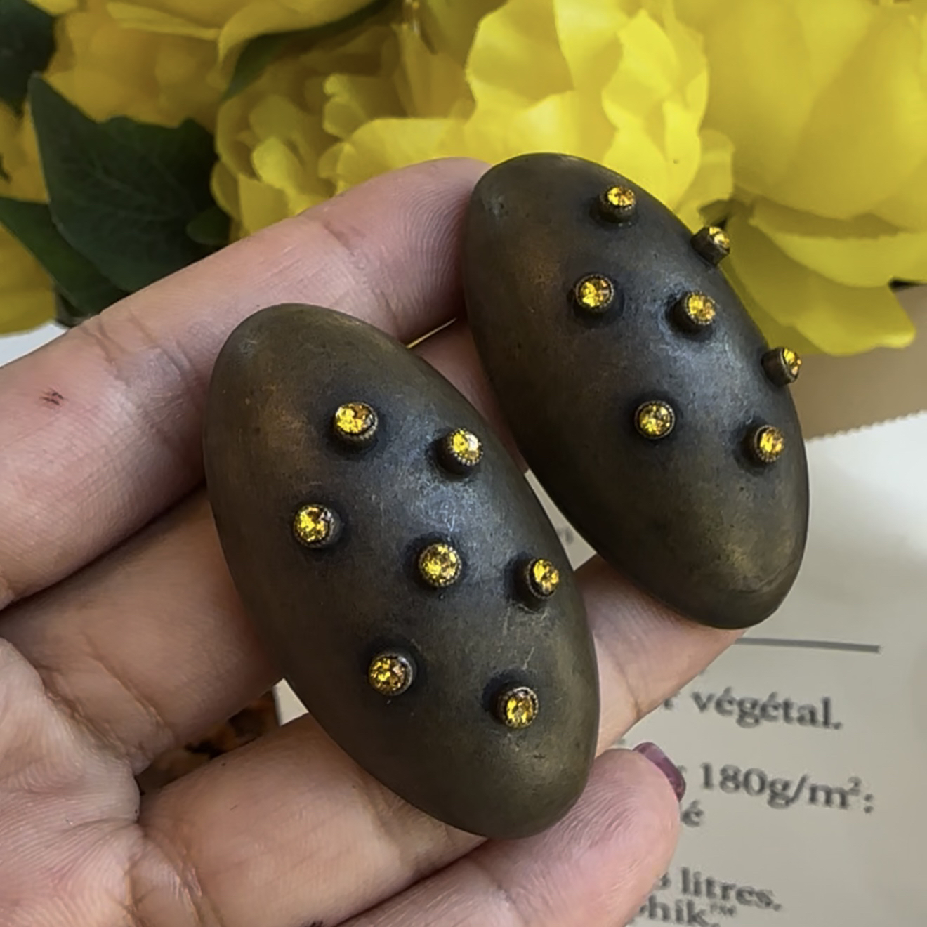 铜合金耳饰 德国工坊椭圆耳环时尚轻奢【正品中古】4