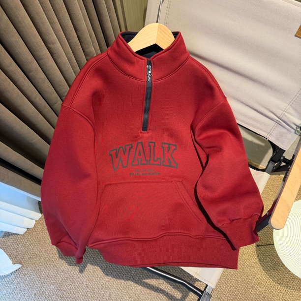 【加绒】男童新年红色加绒保暖卫衣半高领韩版洋气中大童本命绒衫