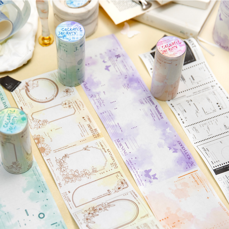 言己 幻彩之旅系列长循环边框胶带装饰素材装饰贴胶带手帐4款