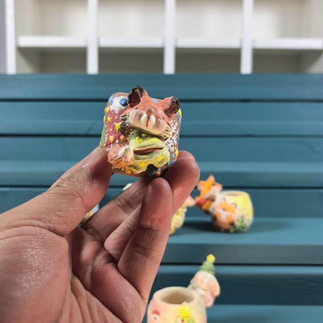 土***片圆嘟嘟11手绘多肉花盆