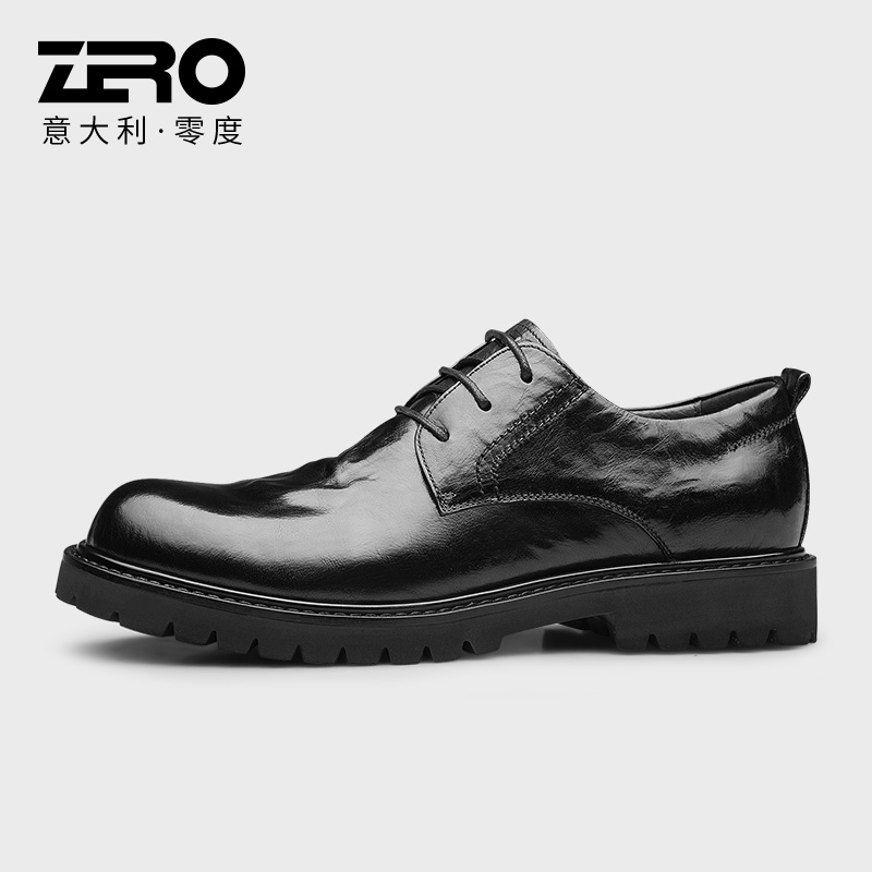 零度皮鞋男款冬季新款商务休闲英伦风软底黑色增高男士结婚新郎鞋