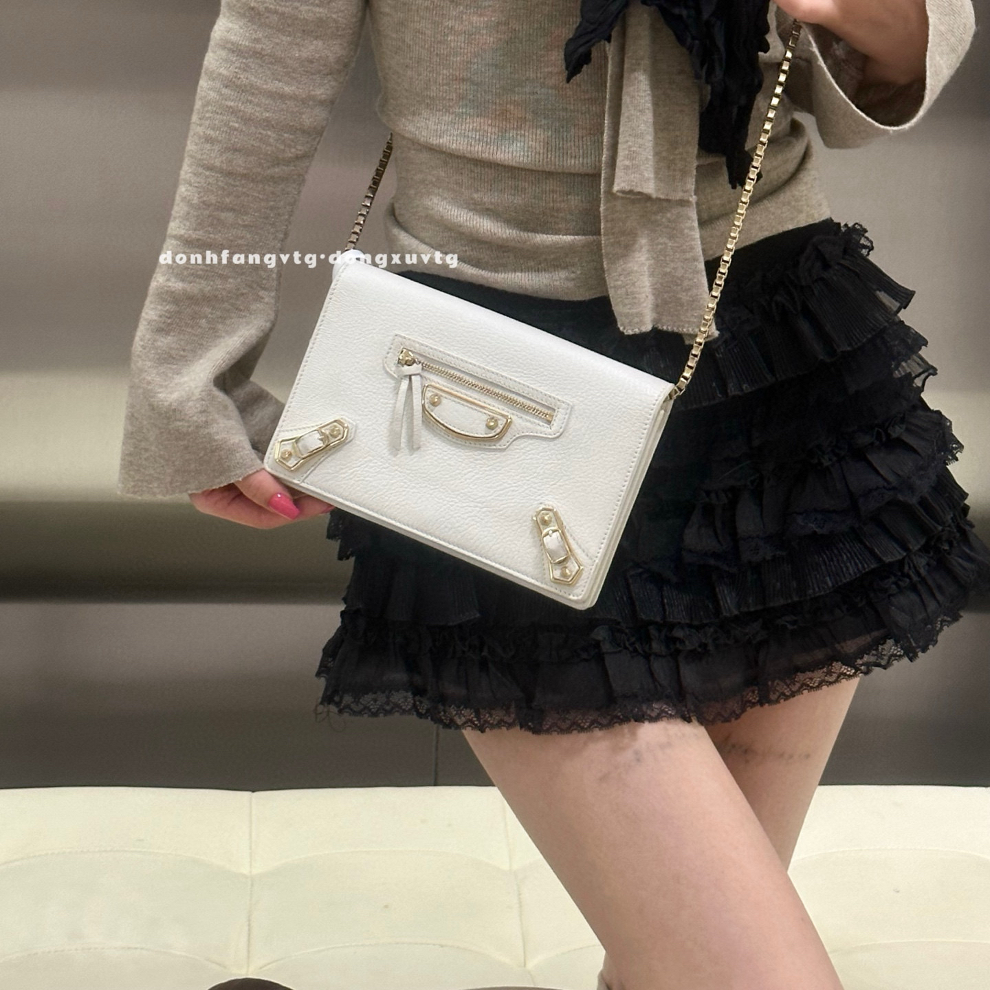 95新 Balenciaga/巴黎世家 巴黎世家 白金机车woc斜挎包