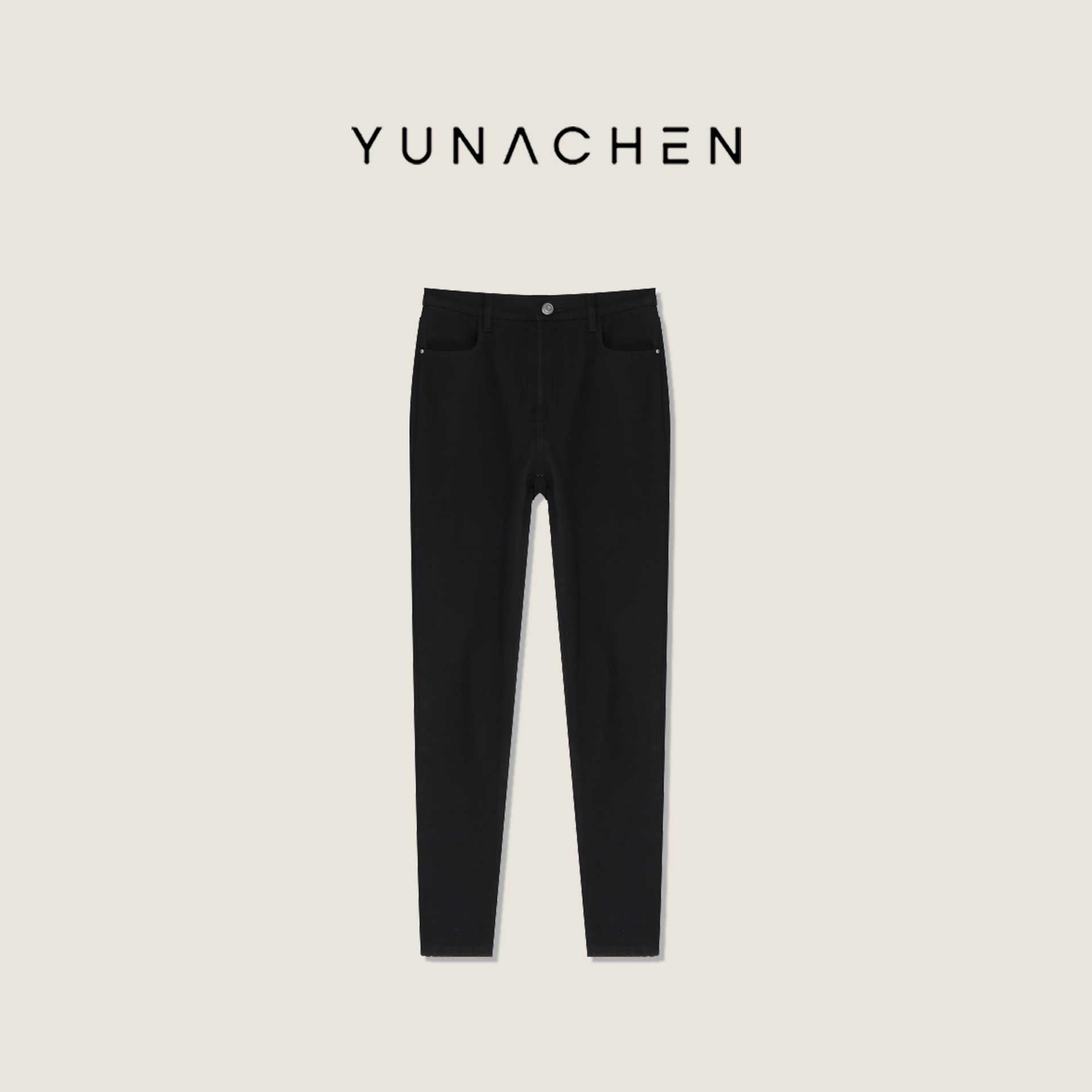 菠萝宝宝现货【墨黑】I28秋冬设计师修身简约直筒牛仔裤44-G23SWK10