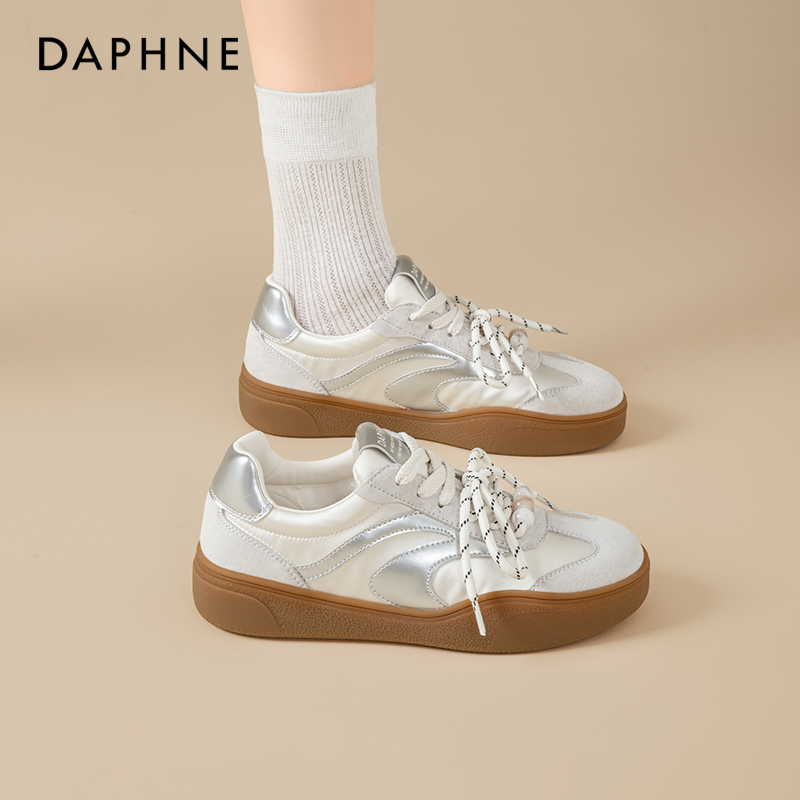 Daphne/达芙妮增高德训鞋拼色板鞋时尚休闲鞋鞋子小众网面夏季