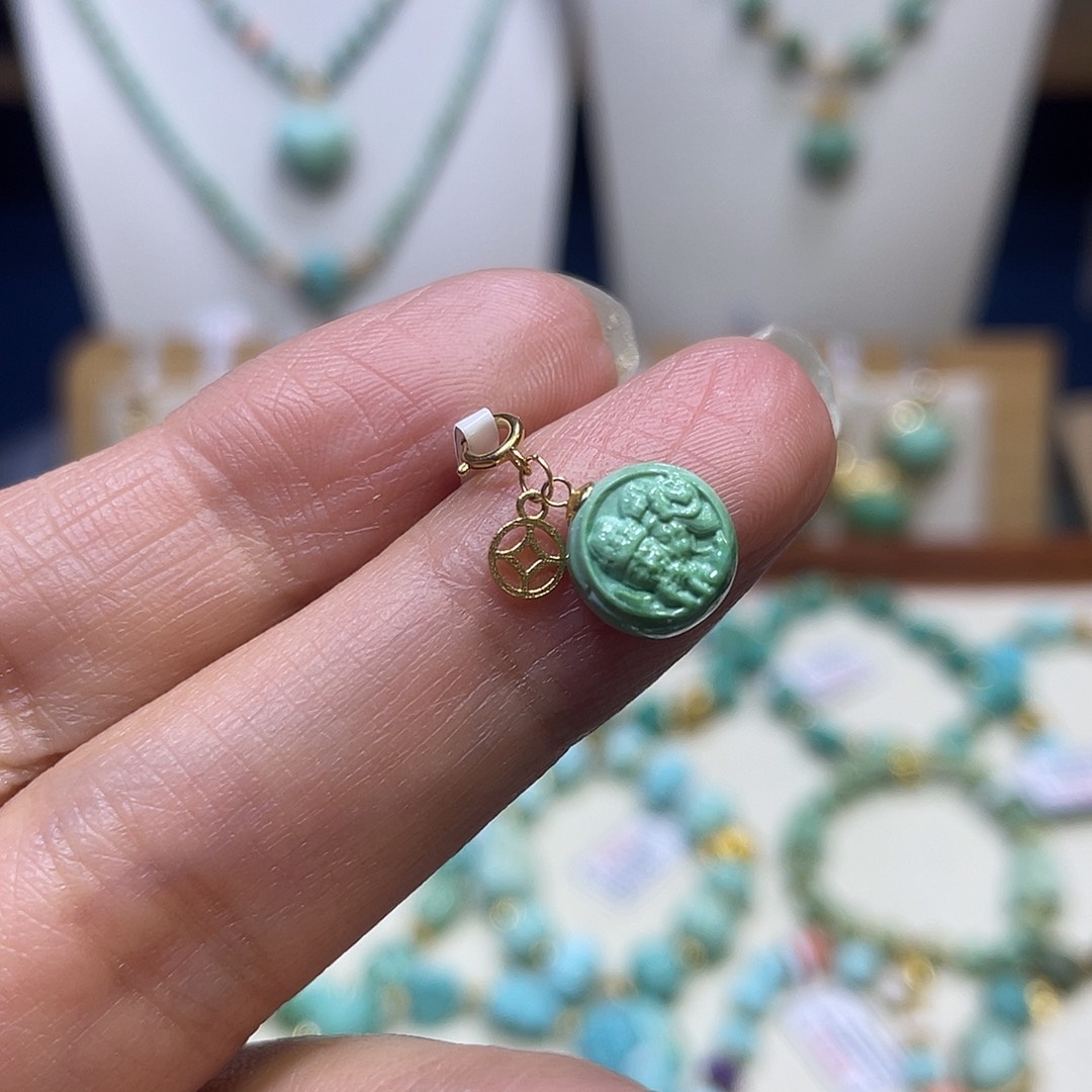 绿松石18K金镶嵌滴流