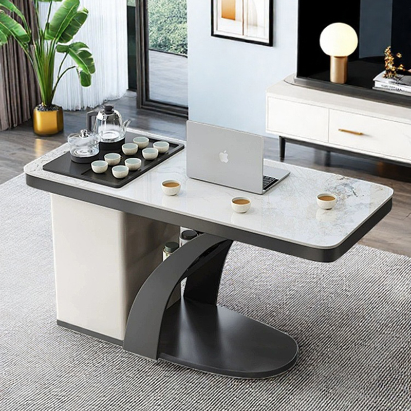 轻奢岩板阳台茶桌客厅家用小茶台现代办公室功夫茶几烧水壶一体