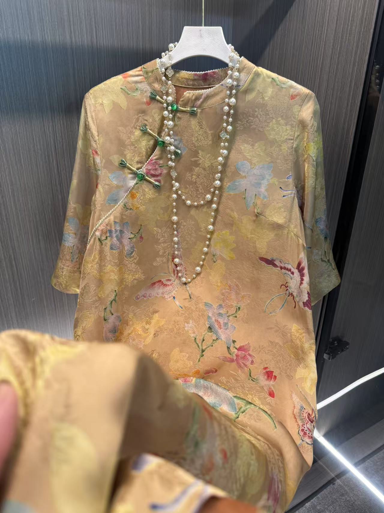 云水间新中式国风气质提花连衣裙女印花时尚宽松085B