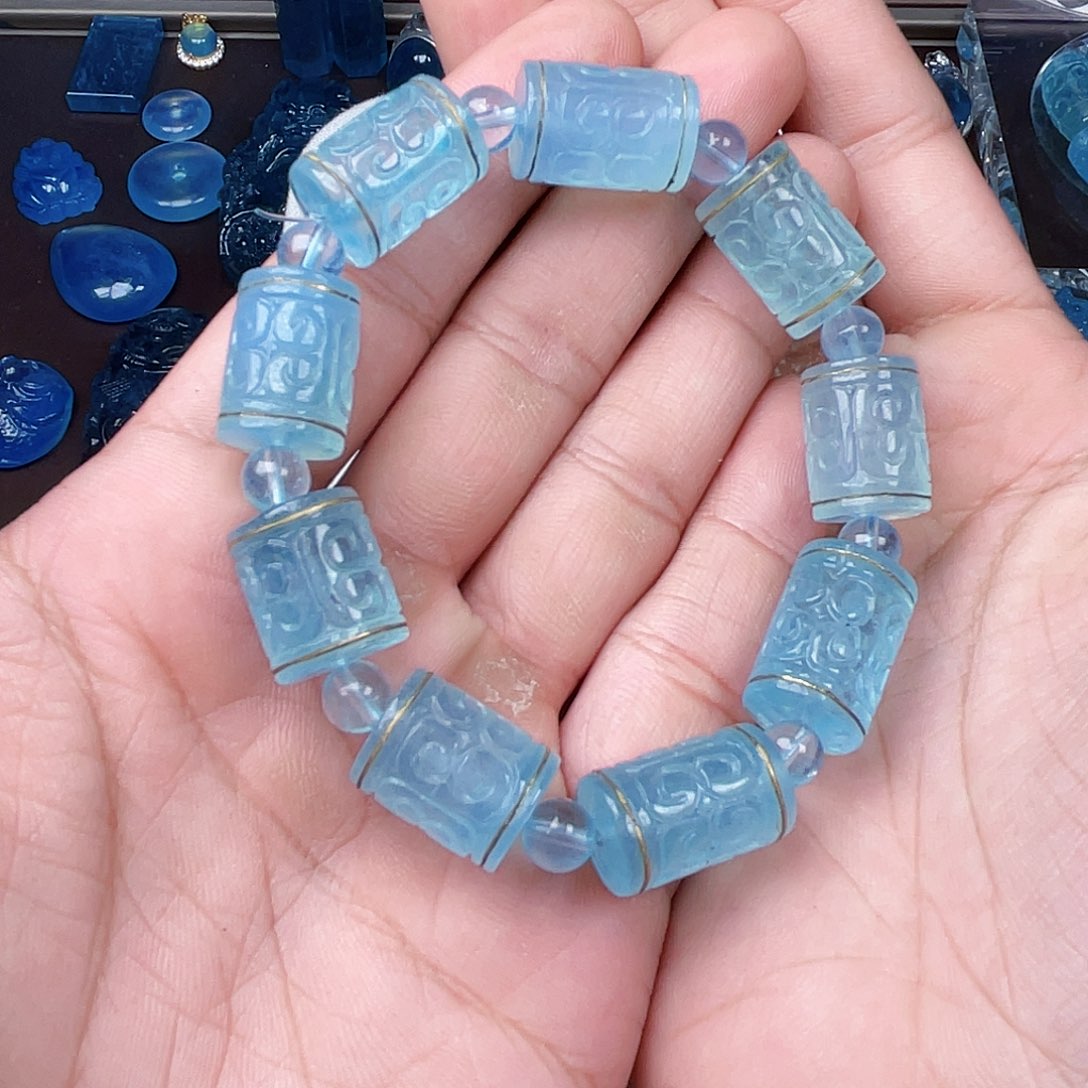 金***3无非金属湖水绿色手链
