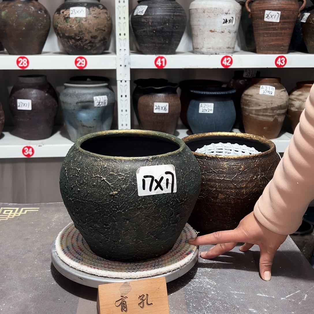 红陶60金绿带孔发货