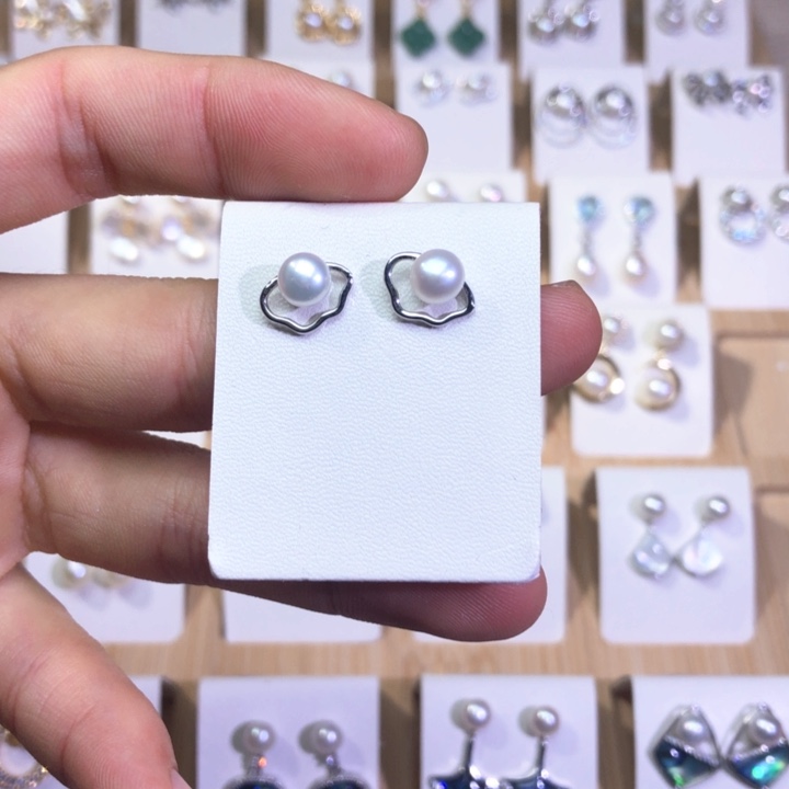 淡水珍珠耳饰银S925镶嵌