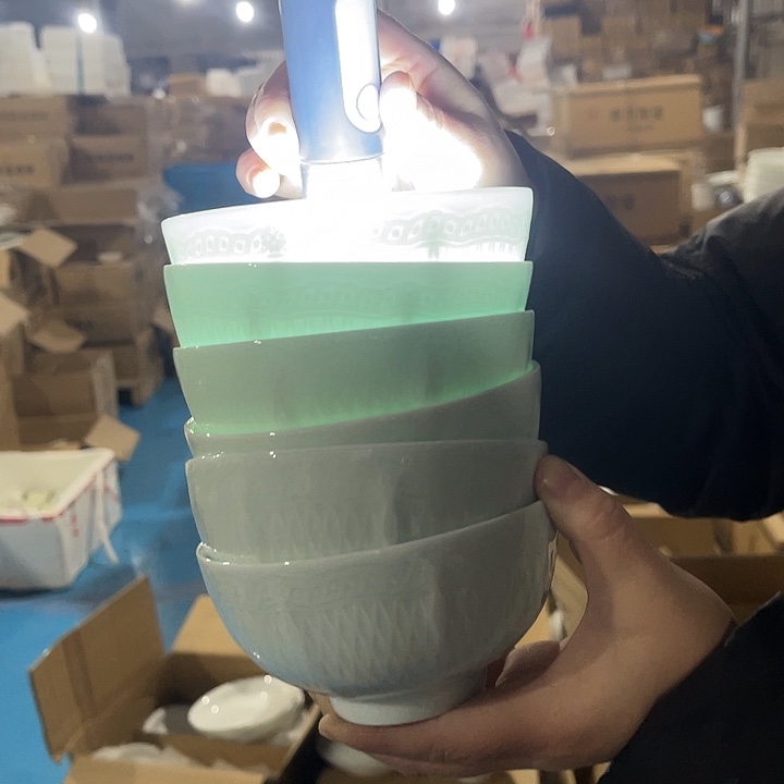 瓷片云梦青瓷4.75英寸米饭碗六个，微瑕包邮