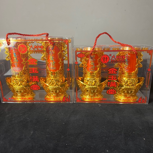 新金玉满堂无烟水晶防风红蜡烛乔迁喜庆节日适用