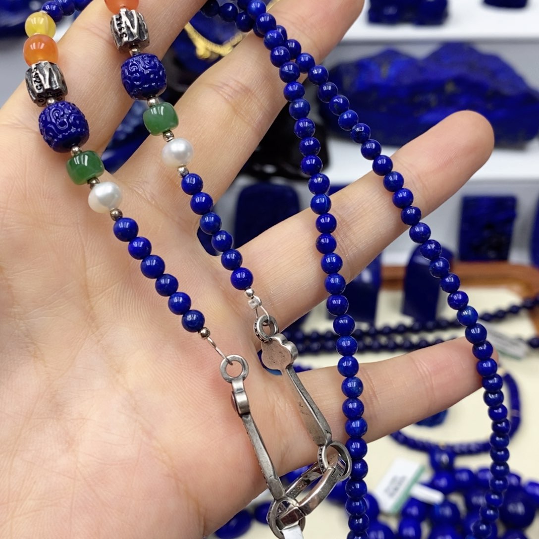 青金石颈饰银S925镶嵌