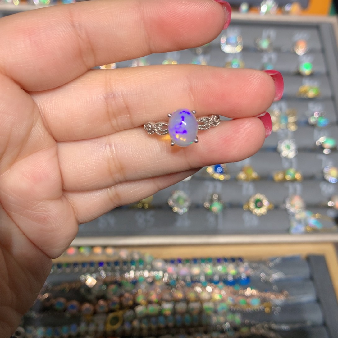 银S925镶嵌欧泊欧泊福利戒指l