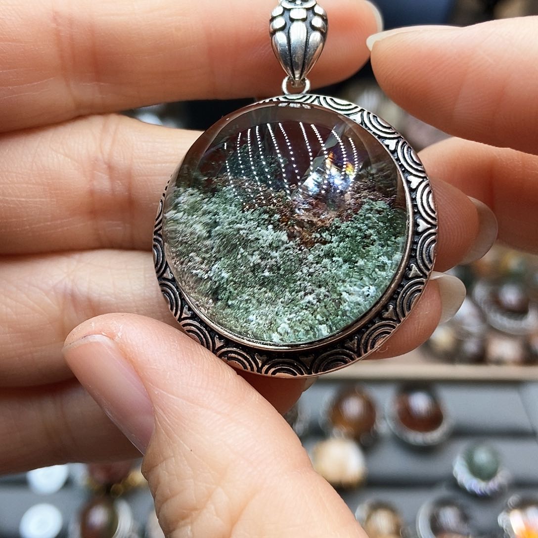 水晶项链银S925镶嵌冬***露水晶