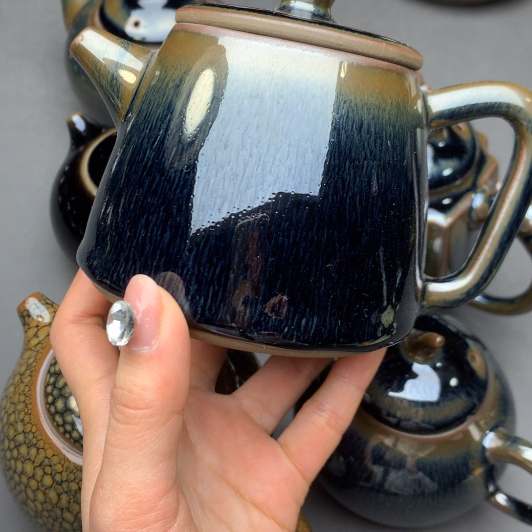 茶盏嘉*建盏建盏铁胎茶壶