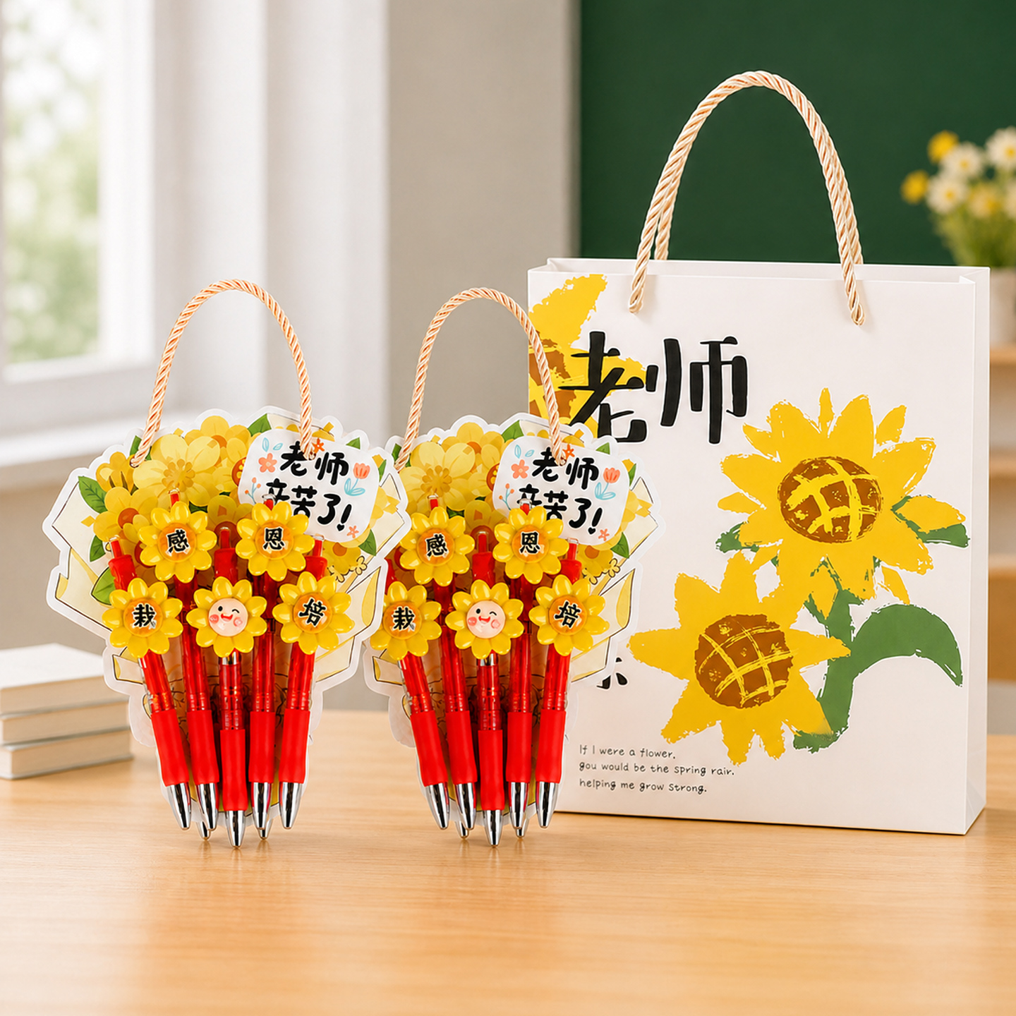 教师节礼物花束笔创意花朵红笔手提花束学生感恩送老师实用小礼品