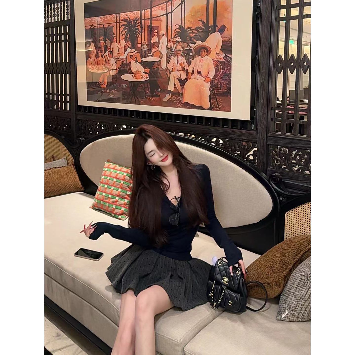 GUIDI GUDI【沉寂】休闲百搭时尚长袖连帽上衣T恤 T9430149H